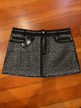 Black Studded Mini Skirt | Club Exx, Size L 🖤
